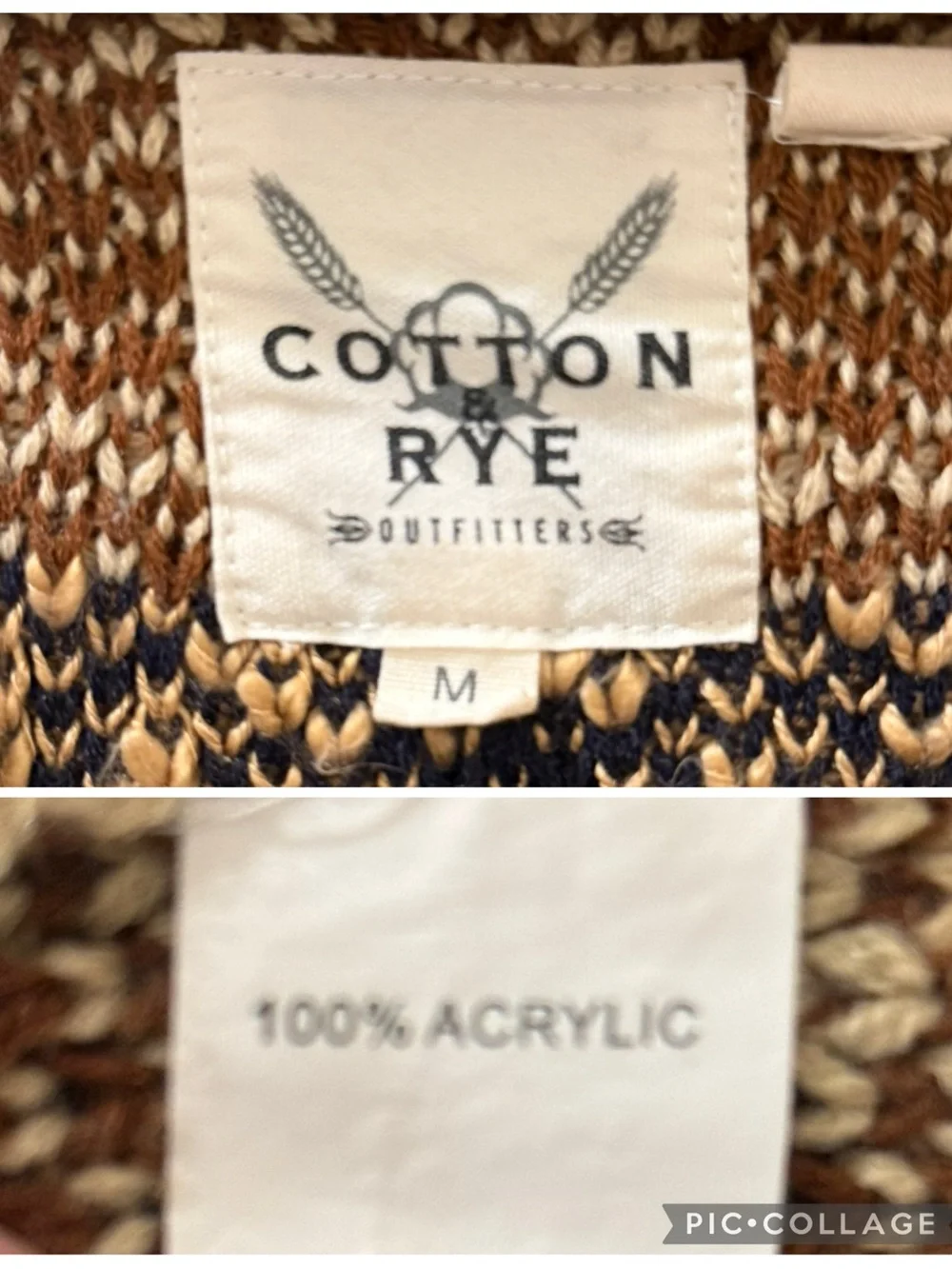 Cotton & Rye Aztec Shawl Collar Cardigan Southwestern Button Front Medium